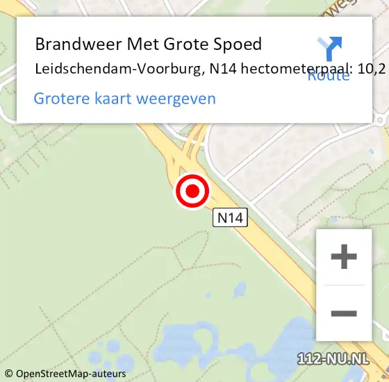 Locatie op kaart van de 112 melding: Brandweer Met Grote Spoed Naar Leidschendam-Voorburg, N14 hectometerpaal: 10,2 op 5 april 2025 19:27