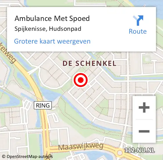 Locatie op kaart van de 112 melding: Ambulance Met Spoed Naar Spijkenisse, Hudsonpad op 5 april 2025 19:36