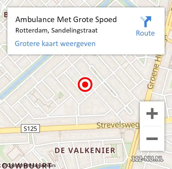 Locatie op kaart van de 112 melding: Ambulance Met Grote Spoed Naar Rotterdam, Sandelingstraat op 5 april 2025 20:23