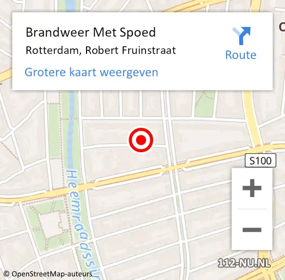 Locatie op kaart van de 112 melding: Brandweer Met Spoed Naar Rotterdam, Robert Fruinstraat op 5 april 2025 20:27