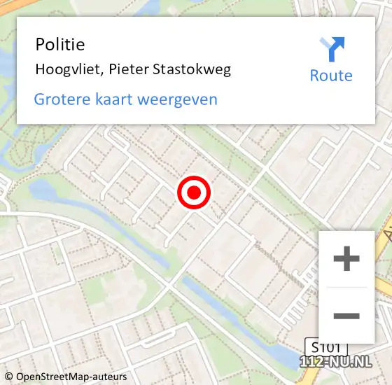 Locatie op kaart van de 112 melding: Politie Hoogvliet, Pieter Stastokweg op 5 april 2025 20:34