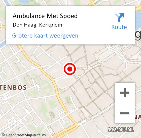 Locatie op kaart van de 112 melding: Ambulance Met Spoed Naar Den Haag, Kerkplein op 5 april 2025 20:37