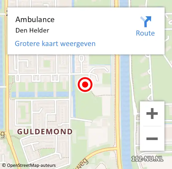 Locatie op kaart van de 112 melding: Ambulance Den Helder op 5 april 2025 20:37