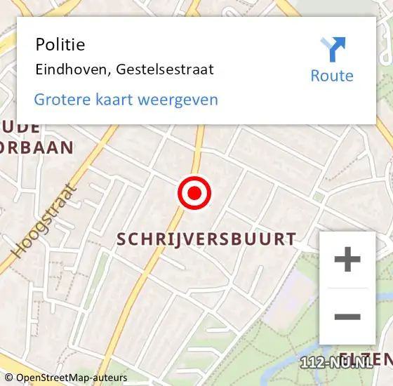 Locatie op kaart van de 112 melding: Politie Eindhoven, Gestelsestraat op 5 april 2025 20:49