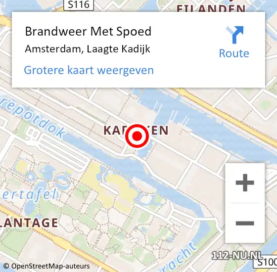 Locatie op kaart van de 112 melding: Brandweer Met Spoed Naar Amsterdam, Laagte Kadijk op 5 april 2025 20:58