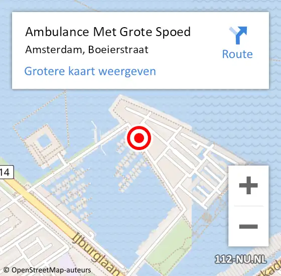 Locatie op kaart van de 112 melding: Ambulance Met Grote Spoed Naar Amsterdam, Boeierstraat op 5 april 2025 21:00
