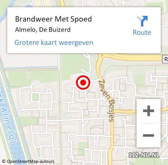 Locatie op kaart van de 112 melding: Brandweer Met Spoed Naar Almelo, De Buizerd op 5 april 2025 21:13