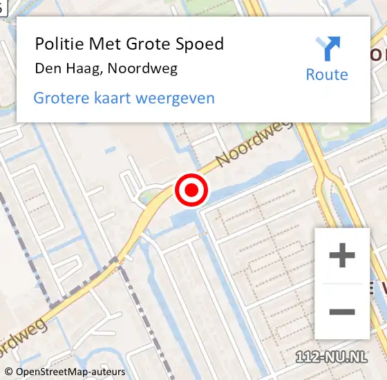 Locatie op kaart van de 112 melding: Politie Met Grote Spoed Naar Den Haag, Noordweg op 5 april 2025 21:17
