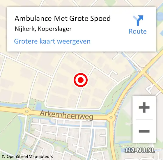 Locatie op kaart van de 112 melding: Ambulance Met Grote Spoed Naar Nijkerk, Koperslager op 12 november 2014 12:39