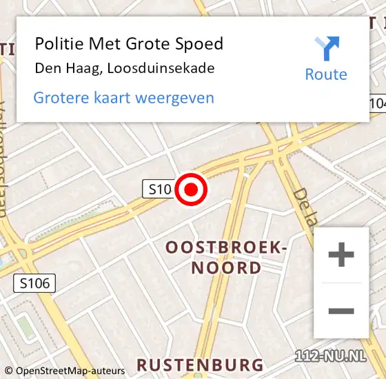 Locatie op kaart van de 112 melding: Politie Met Grote Spoed Naar Den Haag, Loosduinsekade op 5 april 2025 21:23