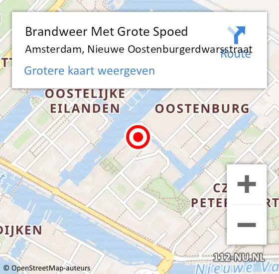 Locatie op kaart van de 112 melding: Brandweer Met Grote Spoed Naar Amsterdam, Nieuwe Oostenburgerdwarsstraat op 5 april 2025 21:29