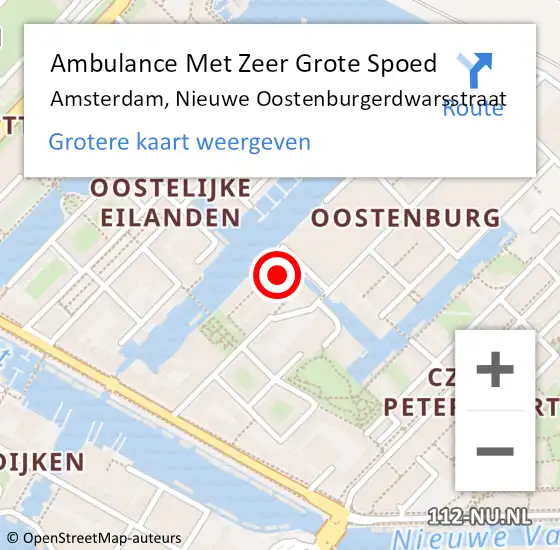 Locatie op kaart van de 112 melding: Ambulance Met Zeer Grote Spoed Naar Amsterdam, Nieuwe Oostenburgerdwarsstraat op 5 april 2025 21:29