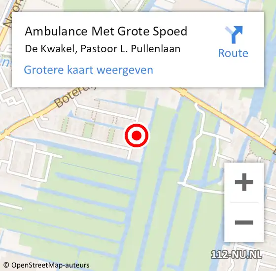 Locatie op kaart van de 112 melding: Ambulance Met Grote Spoed Naar De Kwakel, Pastoor L. Pullenlaan op 5 april 2025 21:34