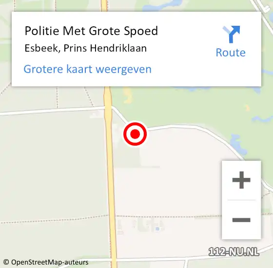 Locatie op kaart van de 112 melding: Politie Met Grote Spoed Naar Esbeek, Prins Hendriklaan op 5 april 2025 21:44