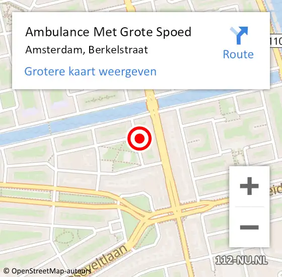 Locatie op kaart van de 112 melding: Ambulance Met Grote Spoed Naar Amsterdam, Berkelstraat op 5 april 2025 22:25