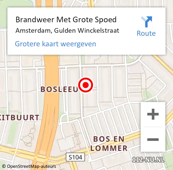 Locatie op kaart van de 112 melding: Brandweer Met Grote Spoed Naar Amsterdam, Gulden Winckelstraat op 5 april 2025 22:33