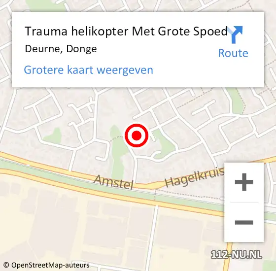 Locatie op kaart van de 112 melding: Trauma helikopter Met Grote Spoed Naar Deurne, Donge op 5 april 2025 22:52