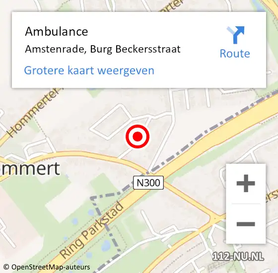 Locatie op kaart van de 112 melding: Ambulance Amstenrade, Burg Beckersstraat op 12 november 2014 12:45