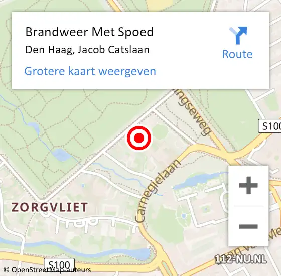 Locatie op kaart van de 112 melding: Brandweer Met Spoed Naar Den Haag, Jacob Catslaan op 5 april 2025 23:00