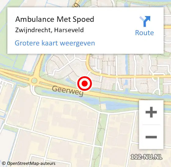 Locatie op kaart van de 112 melding: Ambulance Met Spoed Naar Zwijndrecht, Harseveld op 5 april 2025 23:01
