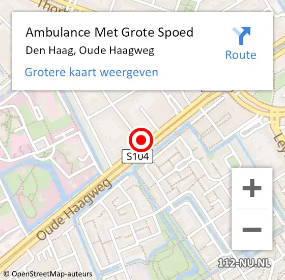 Locatie op kaart van de 112 melding: Ambulance Met Grote Spoed Naar Den Haag, Oude Haagweg op 5 april 2025 23:13