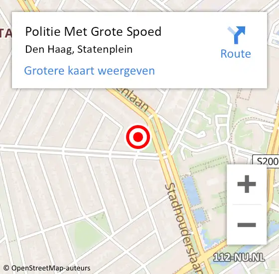 Locatie op kaart van de 112 melding: Politie Met Grote Spoed Naar Den Haag, Statenplein op 5 april 2025 23:14