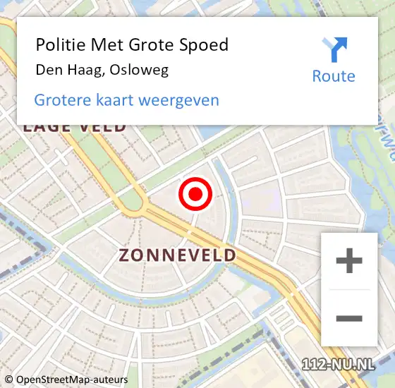 Locatie op kaart van de 112 melding: Politie Met Grote Spoed Naar Den Haag, Osloweg op 5 april 2025 23:37