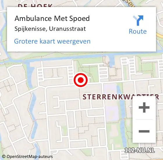 Locatie op kaart van de 112 melding: Ambulance Met Spoed Naar Spijkenisse, Uranusstraat op 5 april 2025 23:40