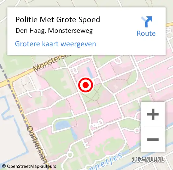 Locatie op kaart van de 112 melding: Politie Met Grote Spoed Naar Den Haag, Monsterseweg op 6 april 2025 00:39