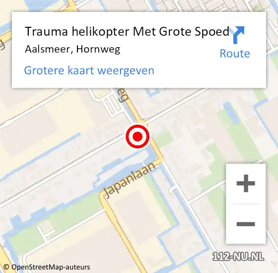 Locatie op kaart van de 112 melding: Trauma helikopter Met Grote Spoed Naar Aalsmeer, Hornweg op 6 april 2025 00:40