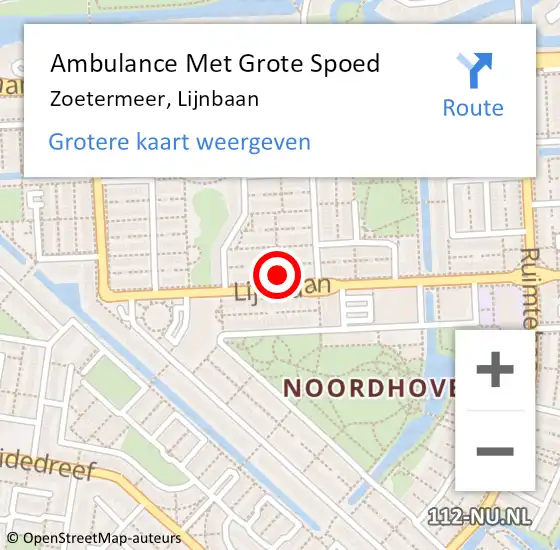 Locatie op kaart van de 112 melding: Ambulance Met Grote Spoed Naar Zoetermeer, Lijnbaan op 6 april 2025 01:10