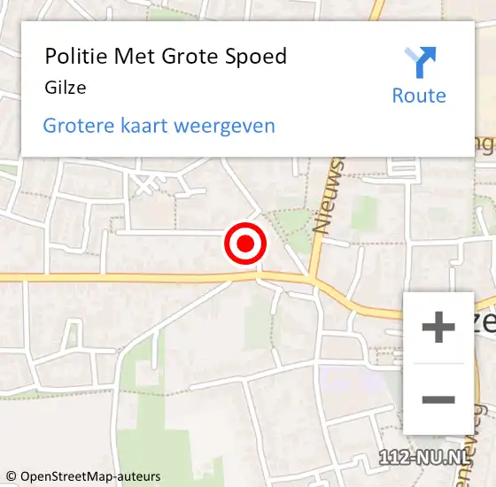 Locatie op kaart van de 112 melding: Politie Met Grote Spoed Naar Gilze op 6 april 2025 01:18