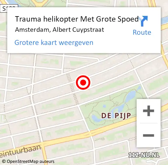 Locatie op kaart van de 112 melding: Trauma helikopter Met Grote Spoed Naar Amsterdam, Albert Cuypstraat op 6 april 2025 01:57