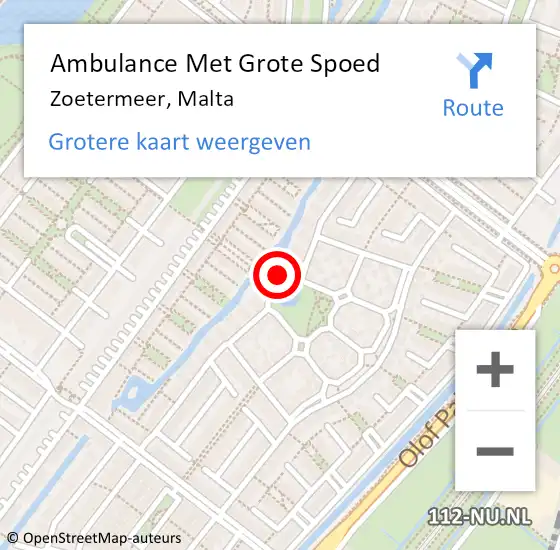 Locatie op kaart van de 112 melding: Ambulance Met Grote Spoed Naar Zoetermeer, Malta op 6 april 2025 02:06