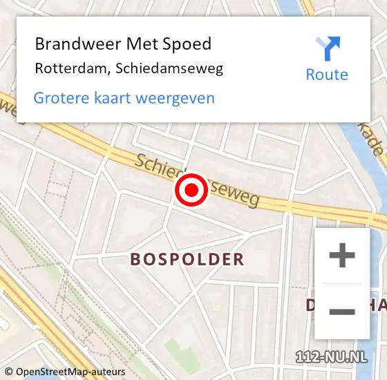 Locatie op kaart van de 112 melding: Brandweer Met Spoed Naar Rotterdam, Schiedamseweg op 6 april 2025 02:10
