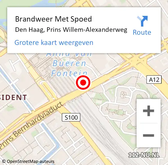 Locatie op kaart van de 112 melding: Brandweer Met Spoed Naar Den Haag, Prins Willem-Alexanderweg op 6 april 2025 02:53