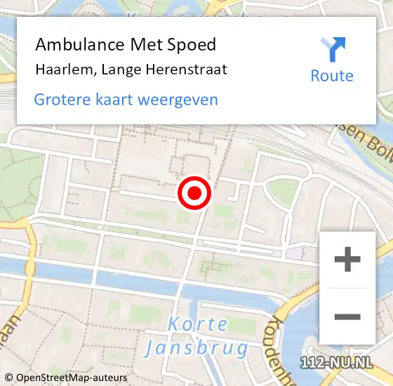 Locatie op kaart van de 112 melding: Ambulance Met Spoed Naar Haarlem, Lange Herenstraat op 6 april 2025 02:58