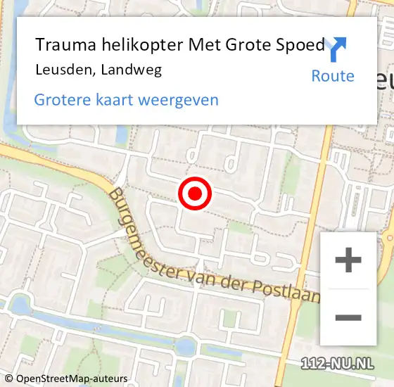 Locatie op kaart van de 112 melding: Trauma helikopter Met Grote Spoed Naar Leusden, Landweg op 6 april 2025 03:18
