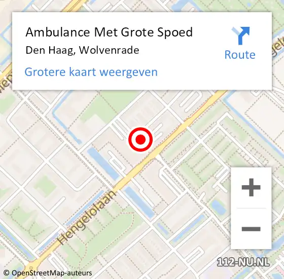 Locatie op kaart van de 112 melding: Ambulance Met Grote Spoed Naar Den Haag, Wolvenrade op 6 april 2025 03:26