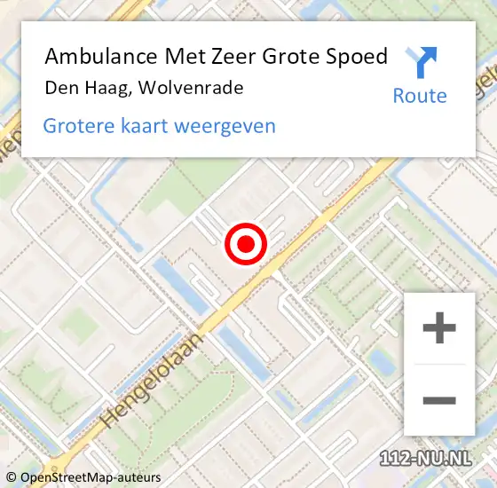Locatie op kaart van de 112 melding: Ambulance Met Zeer Grote Spoed Naar Den Haag, Wolvenrade op 6 april 2025 03:43