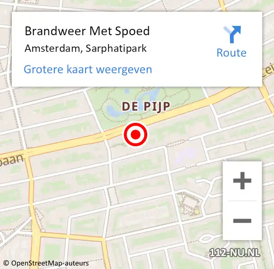 Locatie op kaart van de 112 melding: Brandweer Met Spoed Naar Amsterdam, Sarphatipark op 6 april 2025 03:46