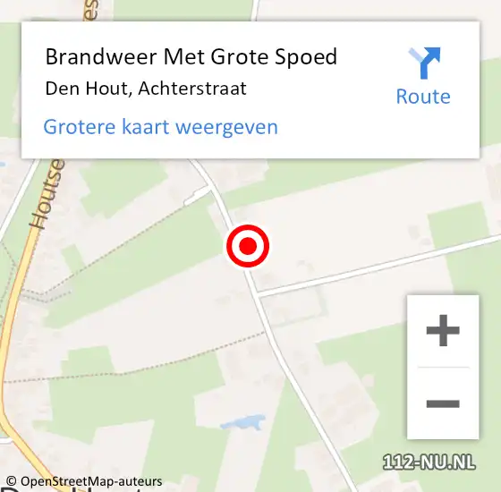 Locatie op kaart van de 112 melding: Brandweer Met Grote Spoed Naar Den Hout, Achterstraat op 6 april 2025 04:03