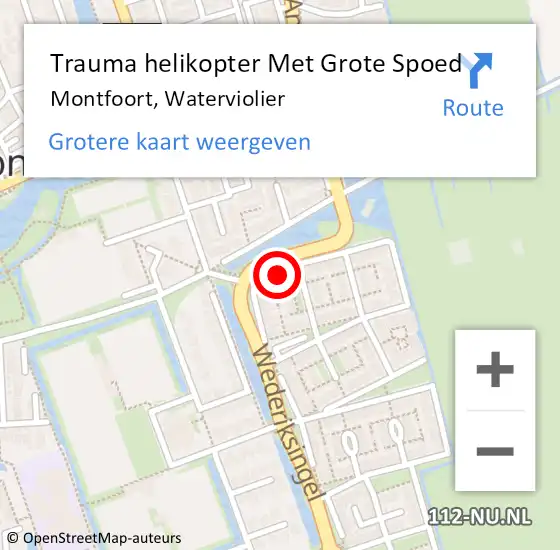 Locatie op kaart van de 112 melding: Trauma helikopter Met Grote Spoed Naar Montfoort, Waterviolier op 6 april 2025 04:12