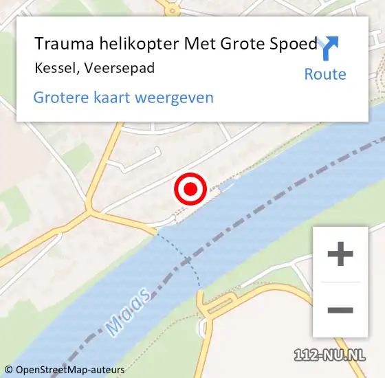 Locatie op kaart van de 112 melding: Trauma helikopter Met Grote Spoed Naar Kessel, Veersepad op 6 april 2025 05:32