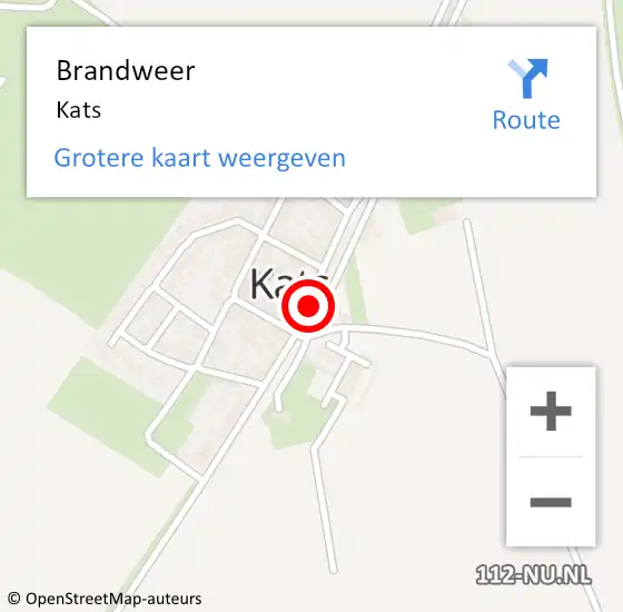 Locatie op kaart van de 112 melding: Brandweer Kats op 12 november 2014 13:15