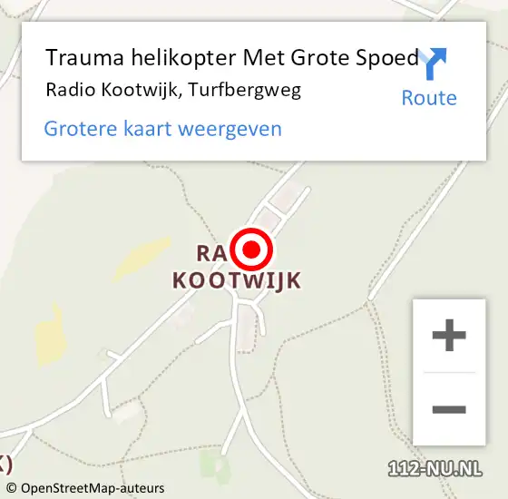 Locatie op kaart van de 112 melding: Trauma helikopter Met Grote Spoed Naar Radio Kootwijk, Turfbergweg op 6 april 2025 10:03