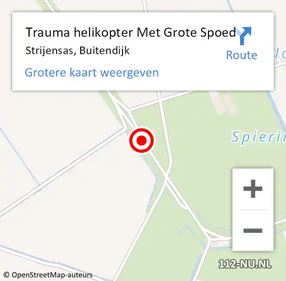 Locatie op kaart van de 112 melding: Trauma helikopter Met Grote Spoed Naar Strijensas, Buitendijk op 6 april 2025 10:06