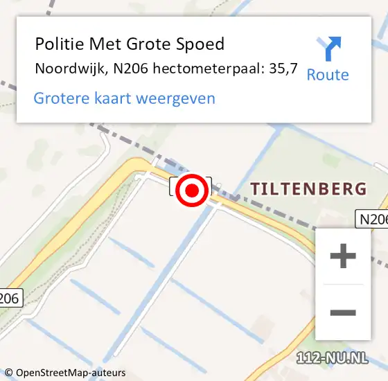 Locatie op kaart van de 112 melding: Politie Met Grote Spoed Naar Noordwijk, N206 hectometerpaal: 35,7 op 6 april 2025 10:22