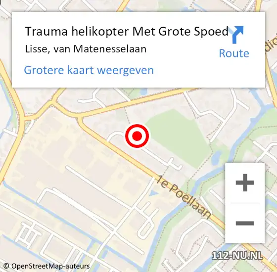 Locatie op kaart van de 112 melding: Trauma helikopter Met Grote Spoed Naar Lisse, van Matenesselaan op 6 april 2025 10:52