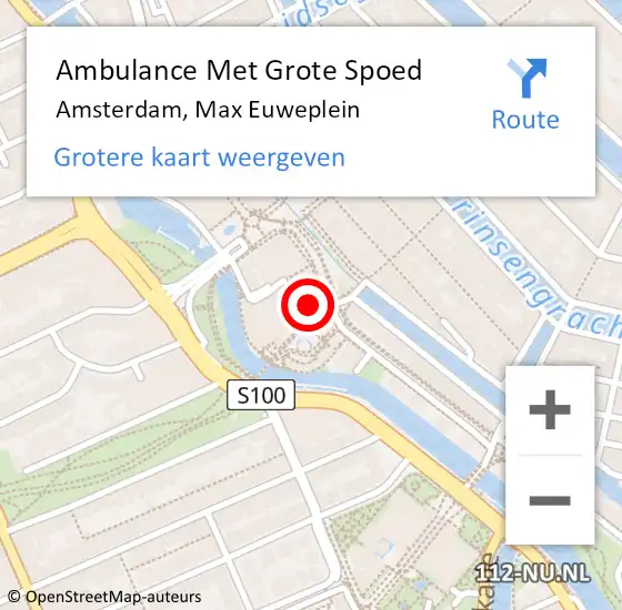 Locatie op kaart van de 112 melding: Ambulance Met Grote Spoed Naar Amsterdam, Max Euweplein op 6 april 2025 11:14